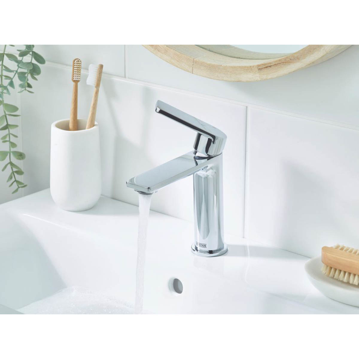 Bristan Bathroom Basin Mixer Tap Clicker Waste Single Lever Chrome-Plated - Image 3