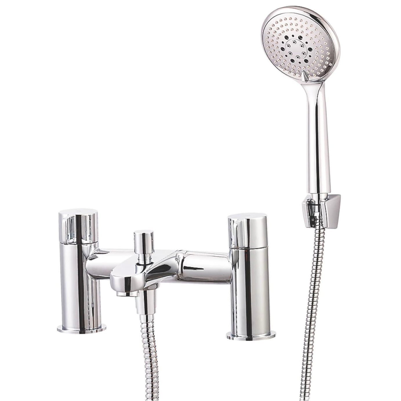 Swirl Bath Filler Tap With Hand Held Set Silver Round Head Bathroom Modern - Image 1