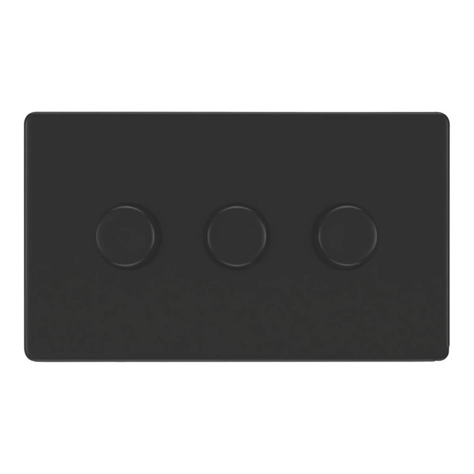 LAP  3-Gang 2-Way LED Dimmer Switch  Matt Black with Colour-Matched Inserts - Image 2