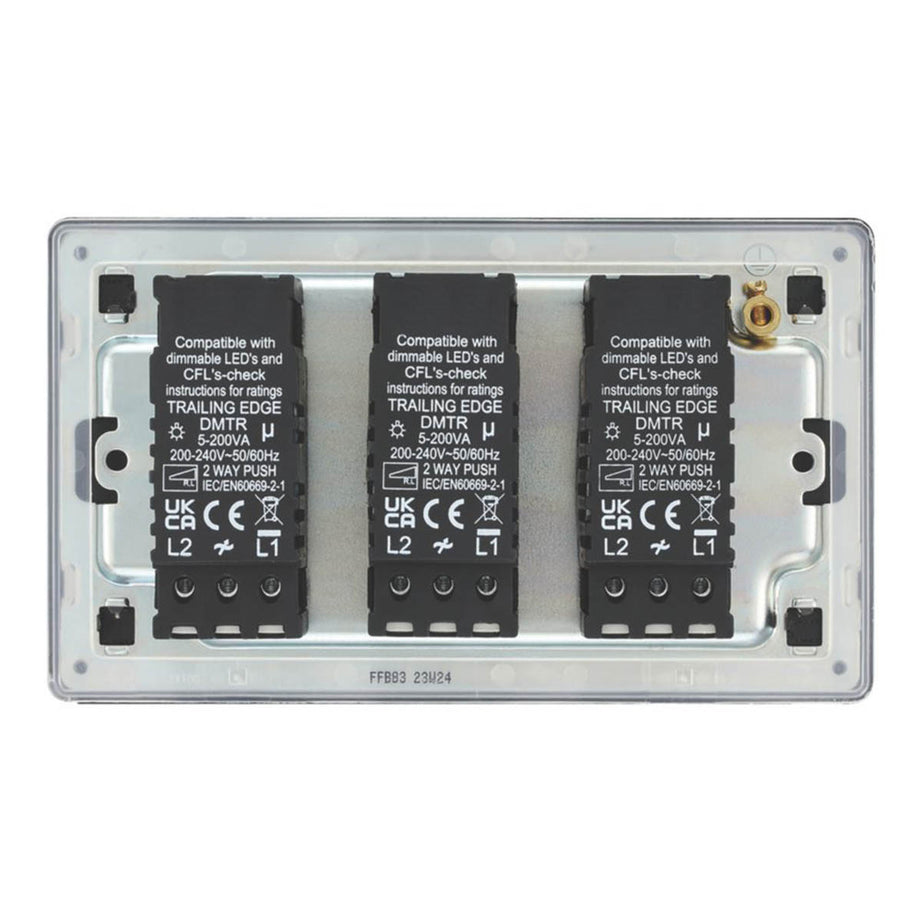 LAP  3-Gang 2-Way LED Dimmer Switch  Matt Black with Colour-Matched Inserts - Image 3