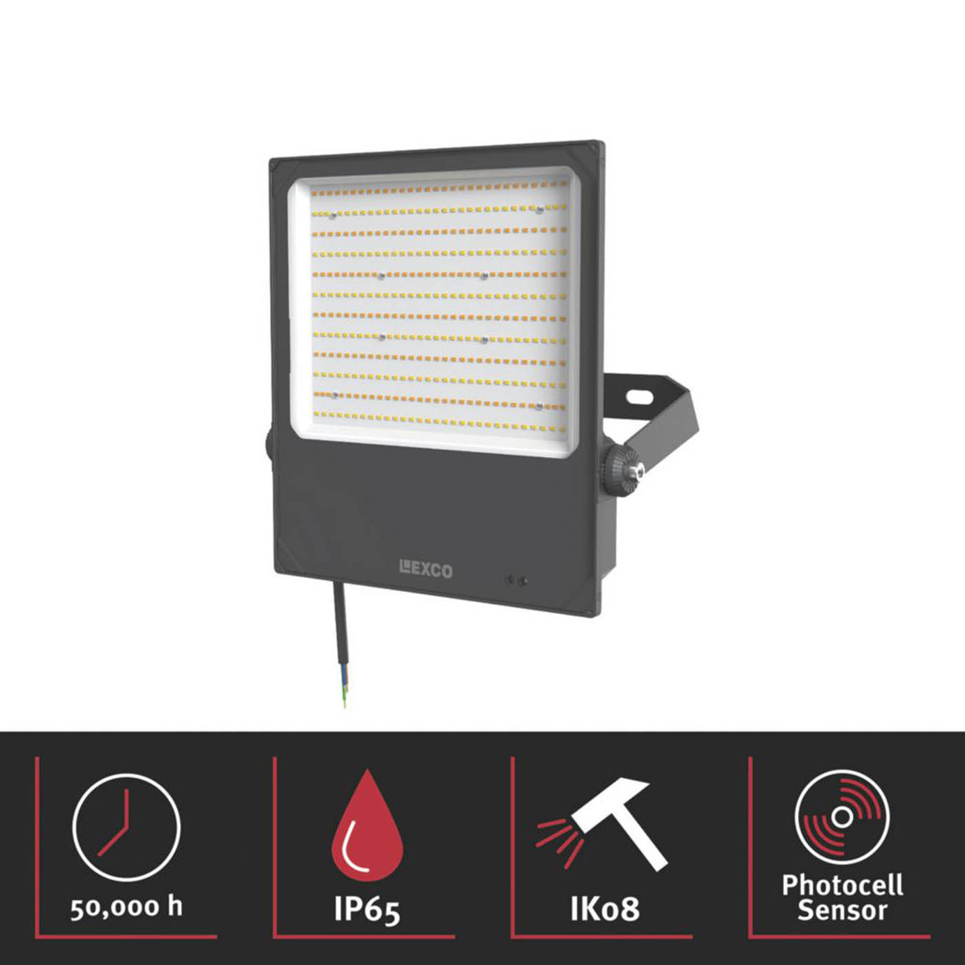 Lexco Outdoor Floodlight LED Integrated Black Photocell Sensor Tilt Lightweight - Image 2