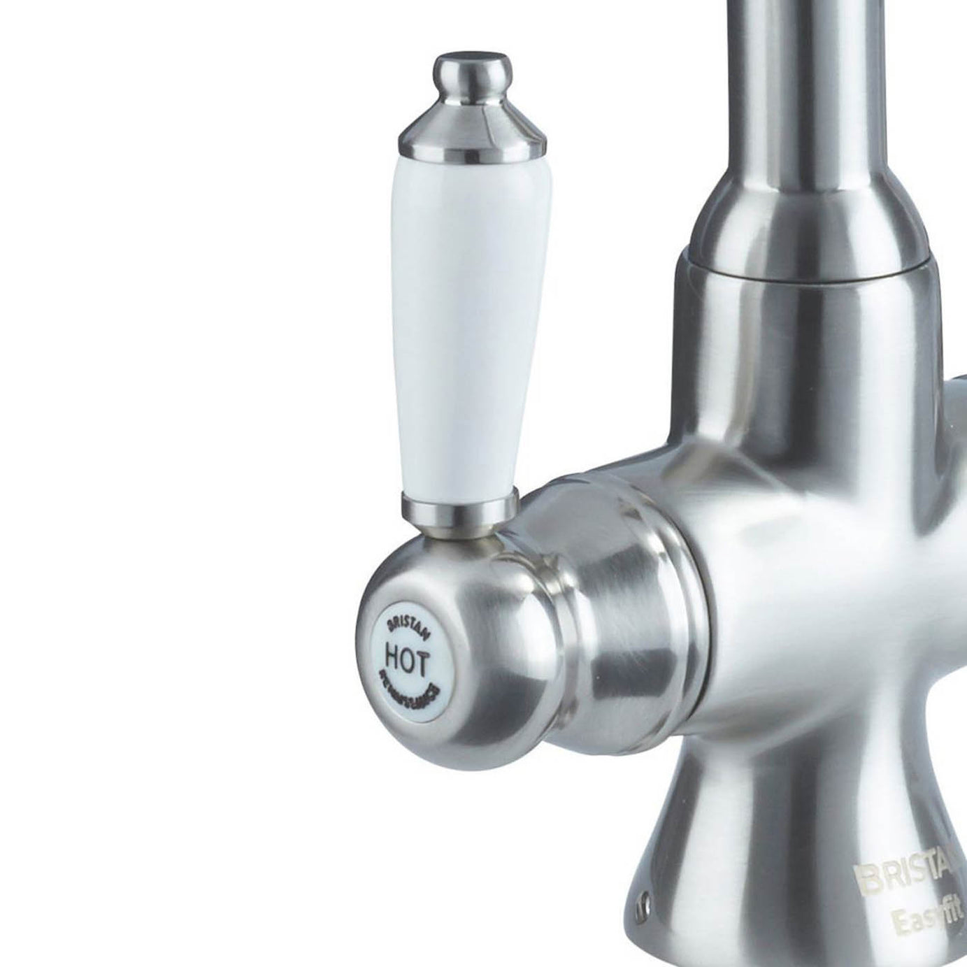 Bristan Kitchen Sink Mixer Tap Easyfit Twin Lever Brushed Nickel Traditional - Image 2
