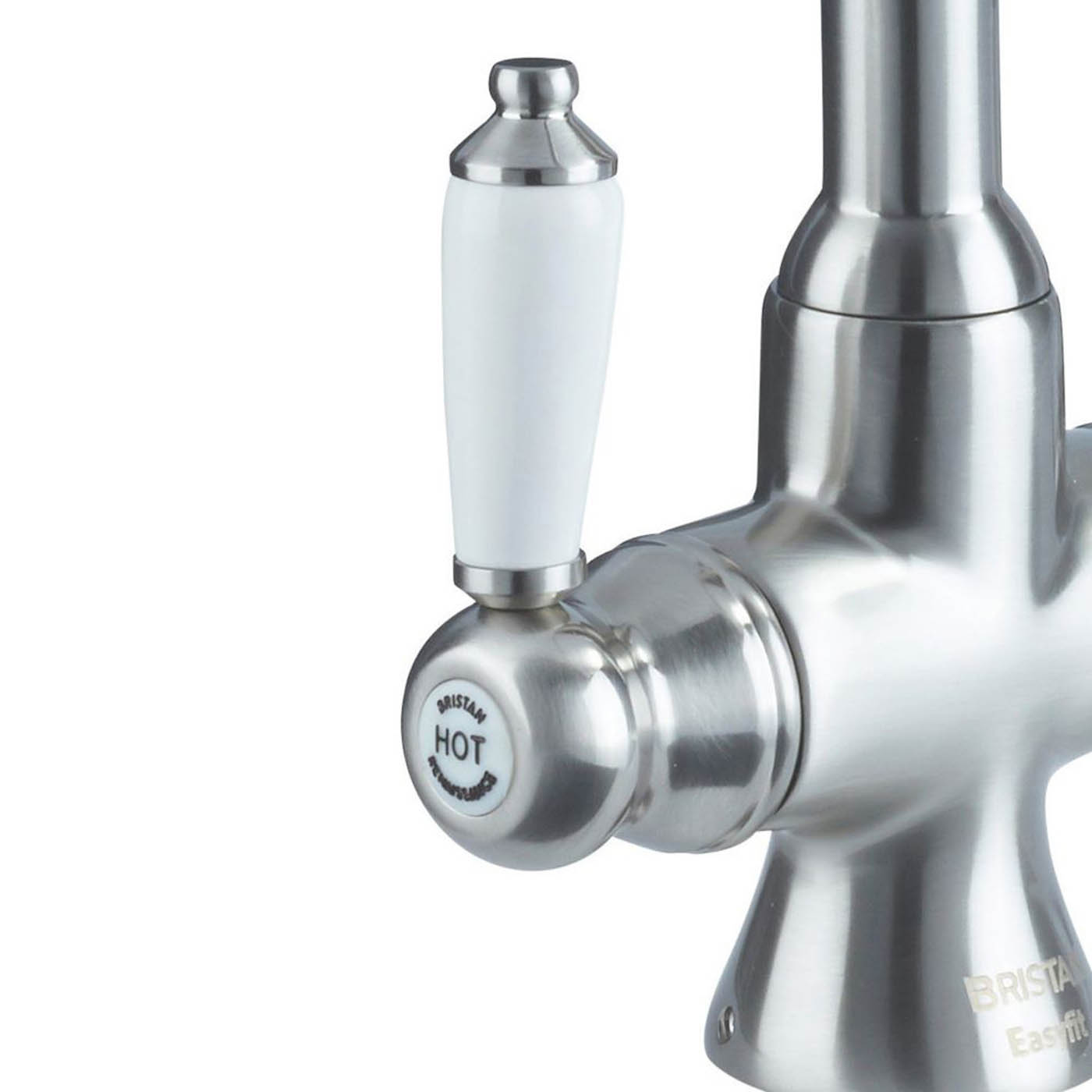 Bristan Kitchen Sink Mixer Tap Easyfit Twin Lever Brushed Nickel Traditional - Image 2