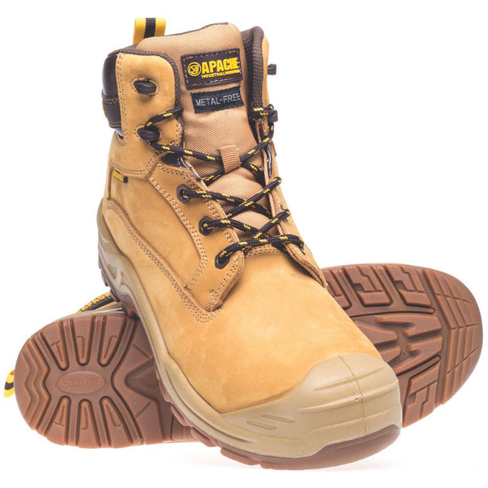 Safety Boots Mens Standard Fit Honey Leather Waterproof Composite Toe Cap Size 3 - Image 4