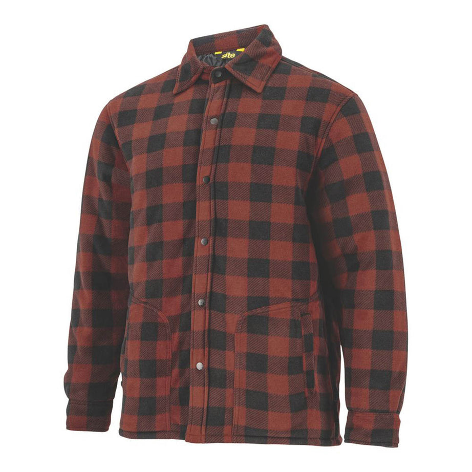 Site Mens Shirt Jacket Fleece Lined 2 Pockets Red Black X Large 52" Chest - Image 1