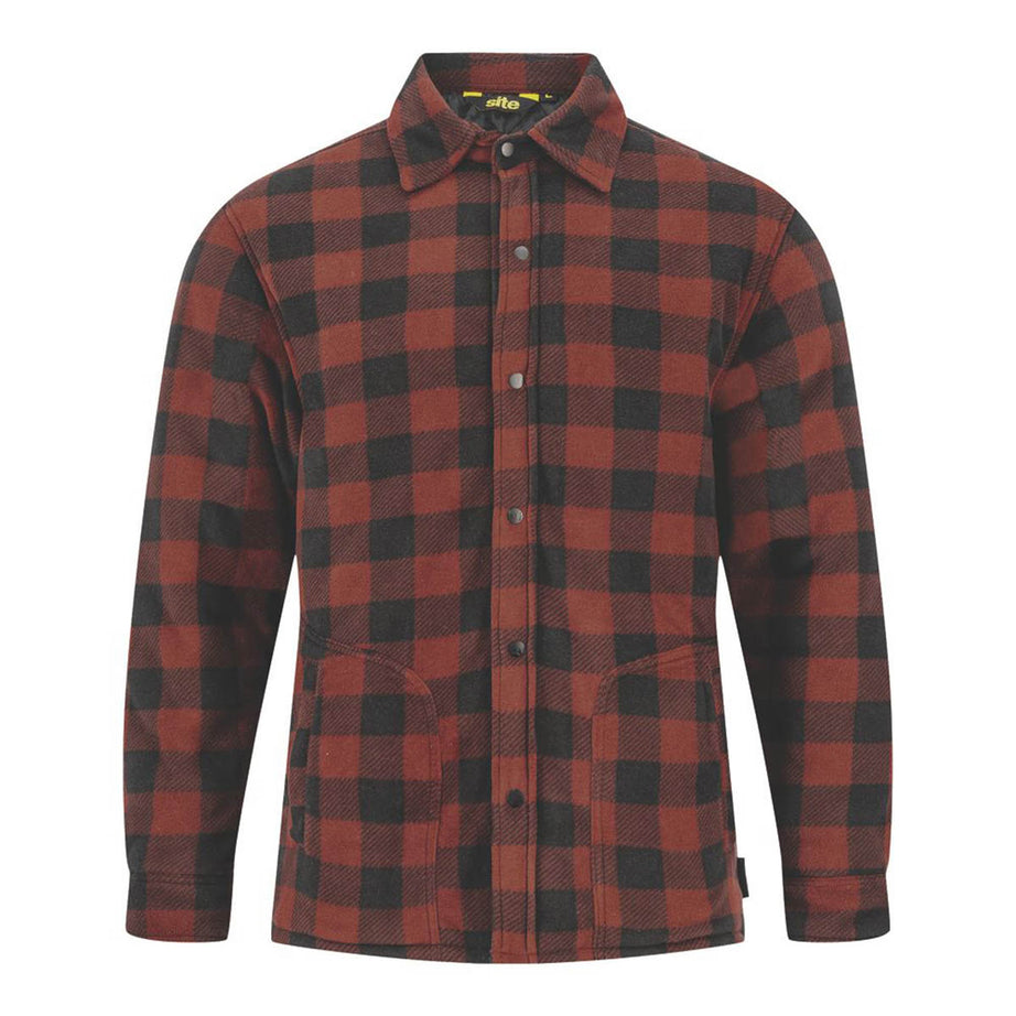 Site Mens Shirt Jacket Fleece Lined 2 Pockets Red Black X Large 52" Chest - Image 2