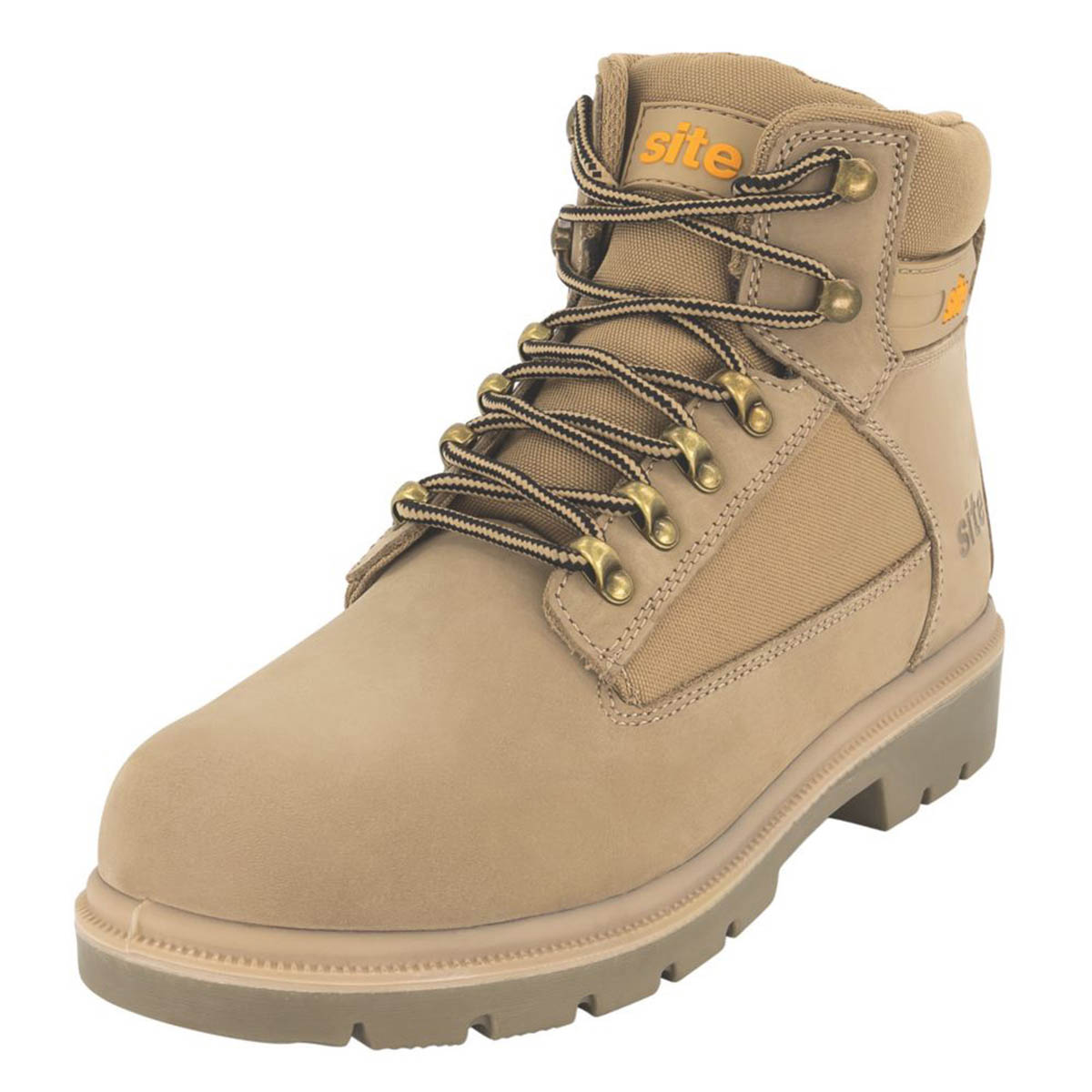 Site Safety Boots Mens Standard Fit Stone Leather Work Shoes Steel Toe Size 8 - Image 1