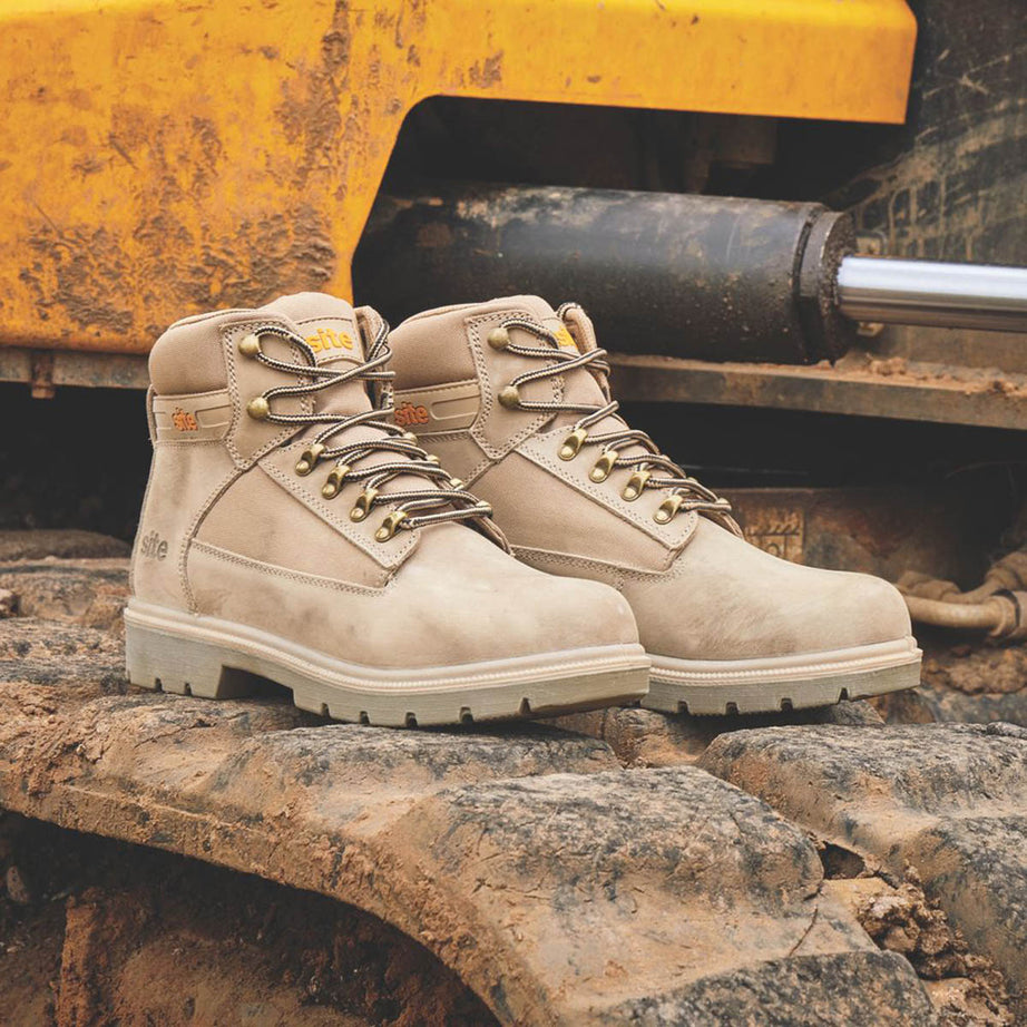 Site Safety Boots Mens Standard Fit Stone Leather Work Shoes Steel Toe Size 8 - Image 2