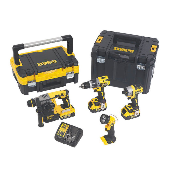 Dewalt Combi Drill Impact Driver LED Work Torch 4 Piece Kit Brushless 3 x 4Ah Li - Image 1