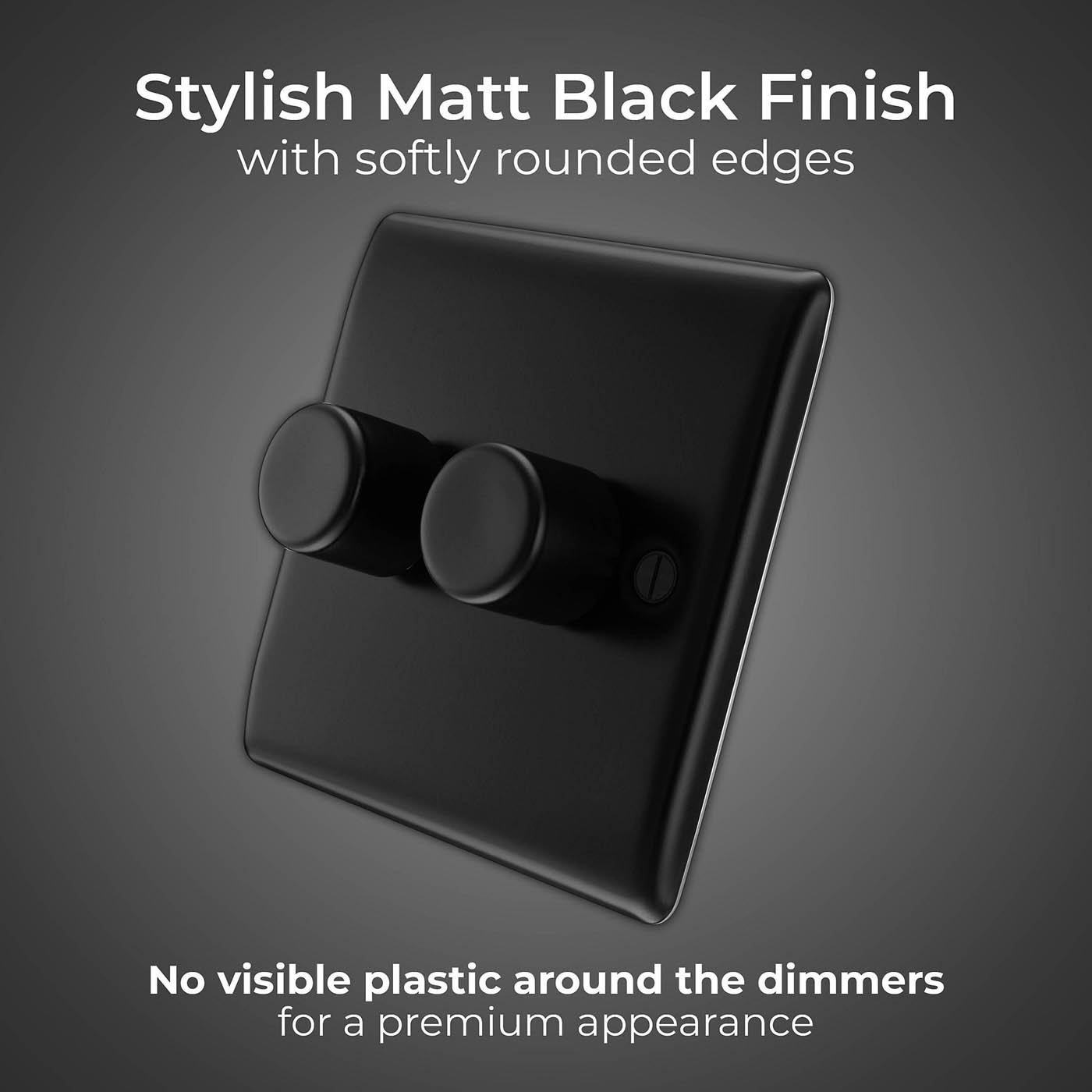 BG Double Dimmer Switch 2-Way Push On/Off Nexus Metal Matt Black Trailing Edge - Image 4
