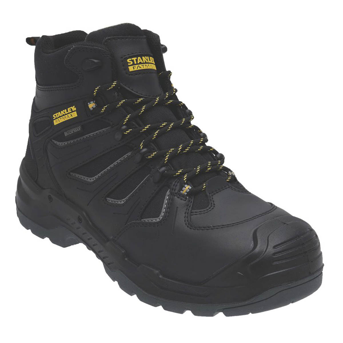 Stanley FatMax Safety Boots Leather Black Steel Toe Cap Waterproof Size 10 - Image 1