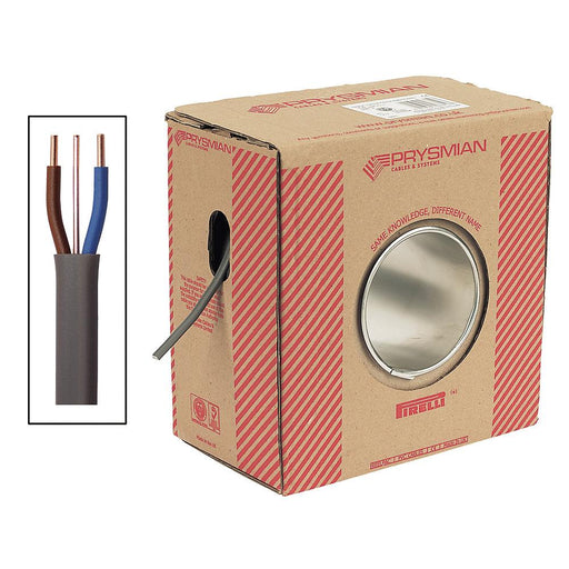 Prysmian Cable Twin And Earth 2 Core Drum 6242Y 1.5mm²  100m Grey Bare Flat - Image 1