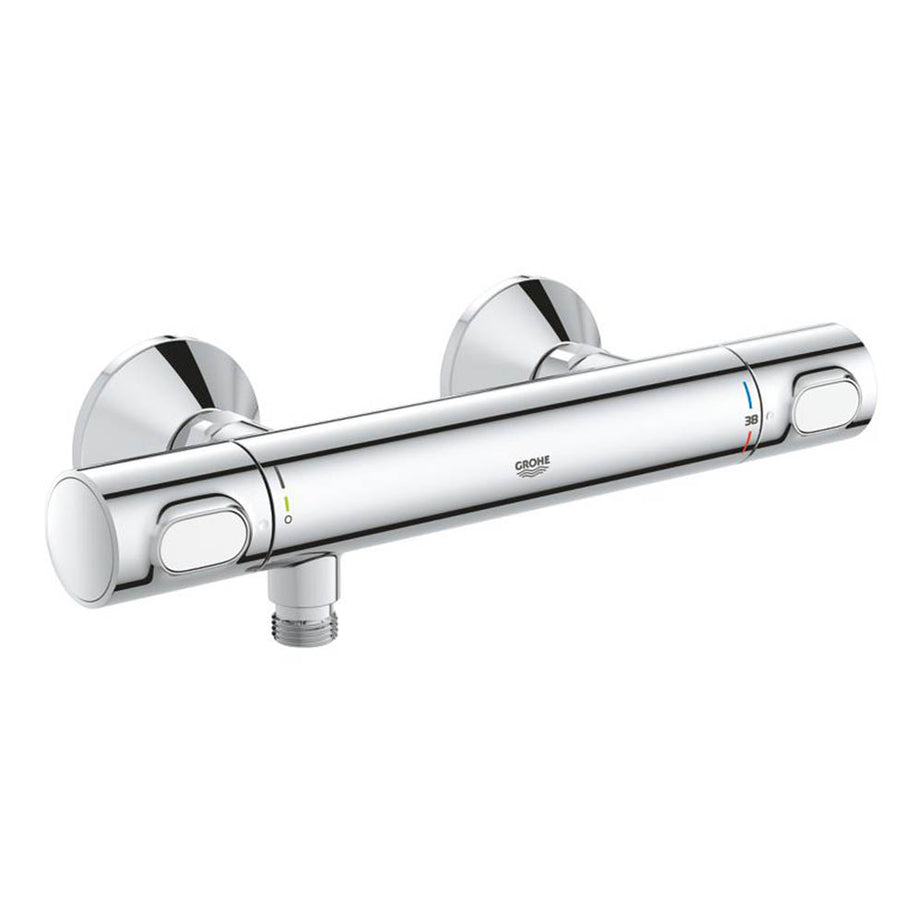Shower Thermostatic Mixer Valve Chrome Brass EcoButton SafeStop Dual Flow 0.5Bar - Image 1