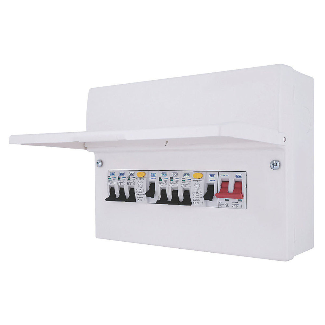 British General Consumer Unit 6 Way 12 Module Dual RCD DIN Rail 100A IP2XC 230V - Image 1