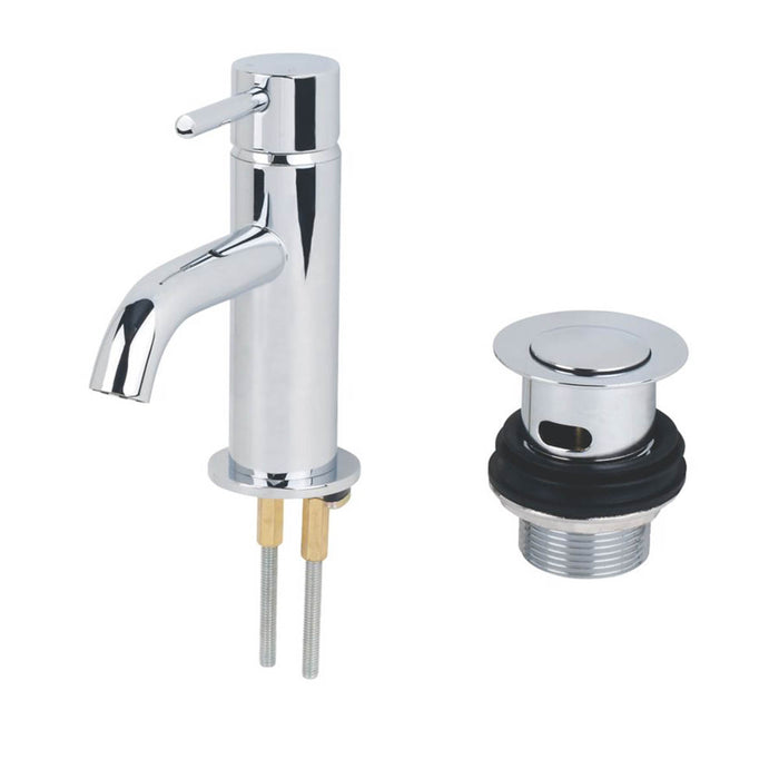 Basin Mini Mono Mixer Tap Chrome Clicker Waste Single Lever Bathroom Modern - Image 1