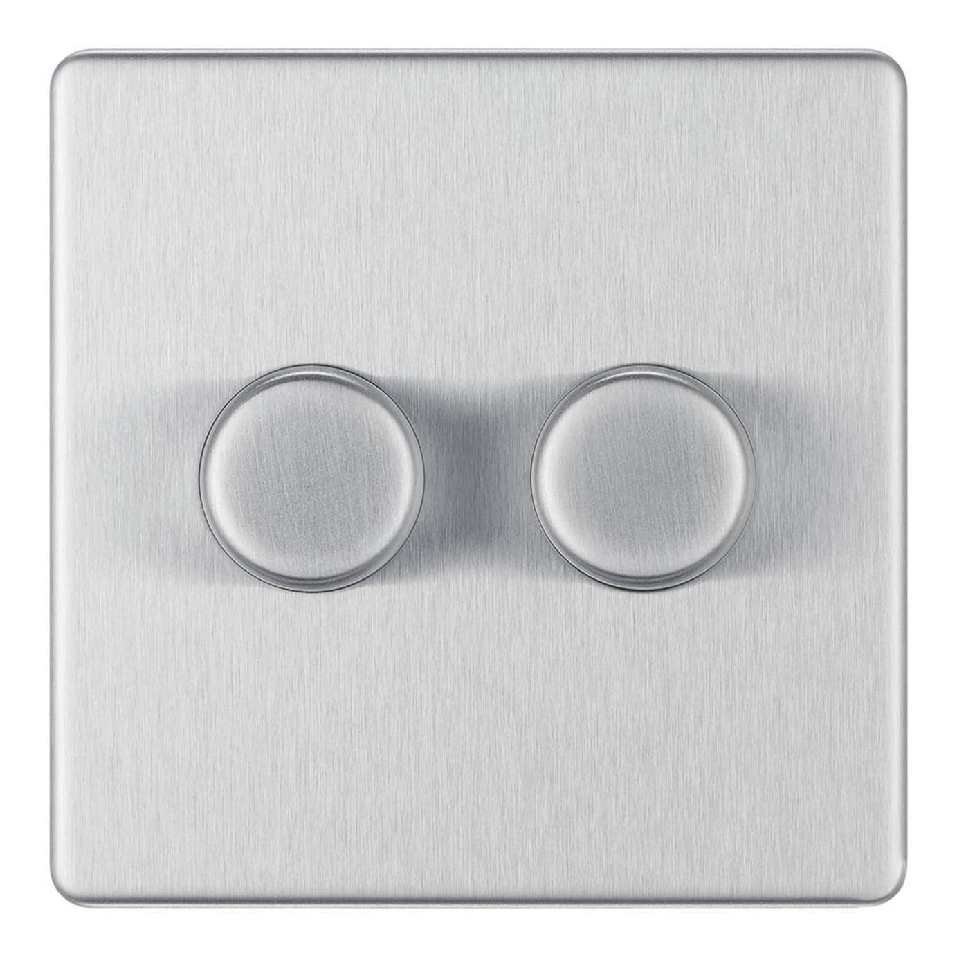 LAP LED Dimmer Light Switch 2-Gang 2-Way Brushed Steel Rotary Screwless - Image 2