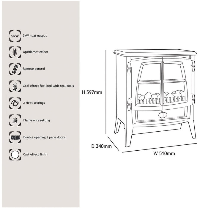 Dimplex Stove Electric Fire JAZZ20E Black LED Flame Optiflame Remote Control 2kW - Image 6