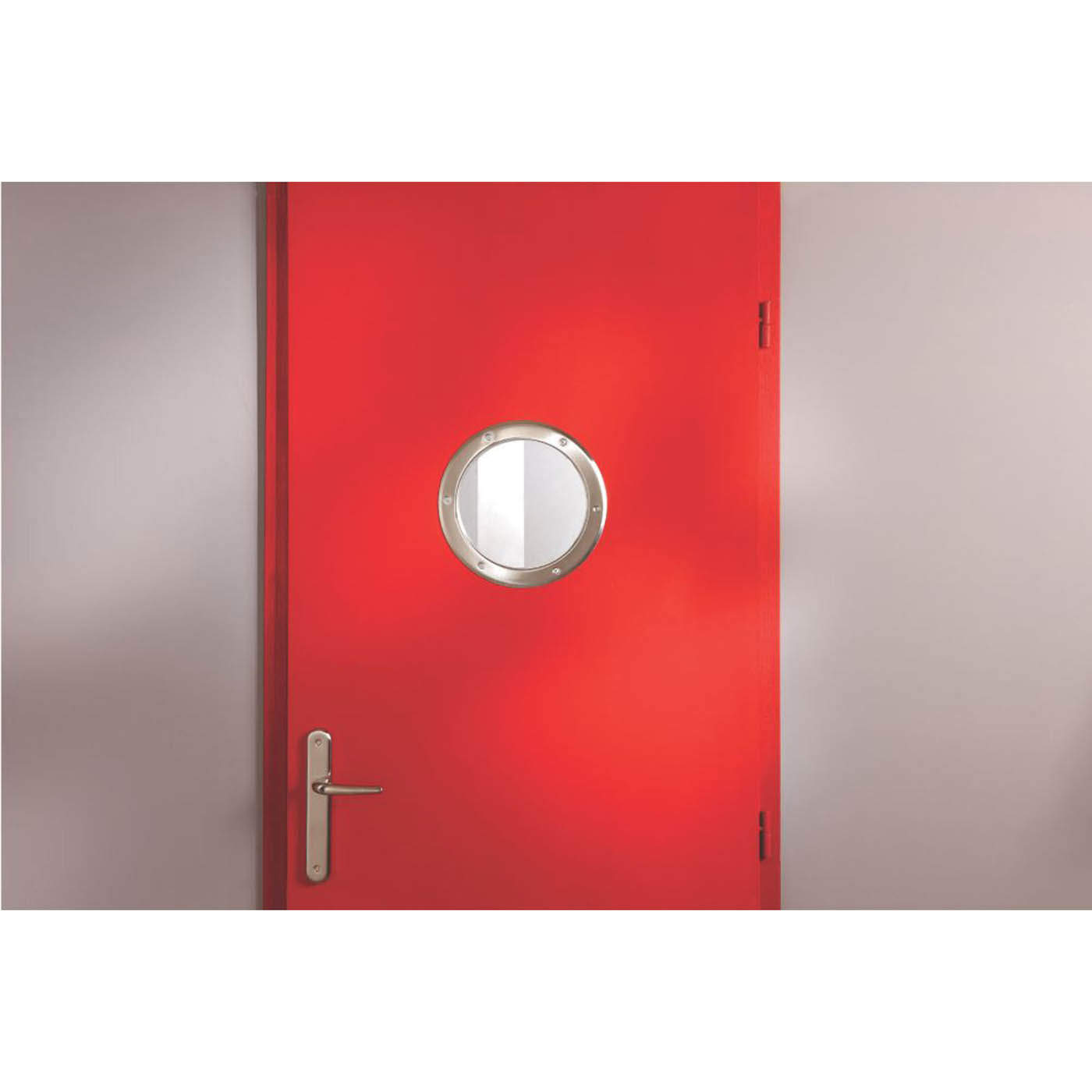 Mottez Porthole Vision Panel For Doors Round Brushed Polished Steel 390mm - Image 3