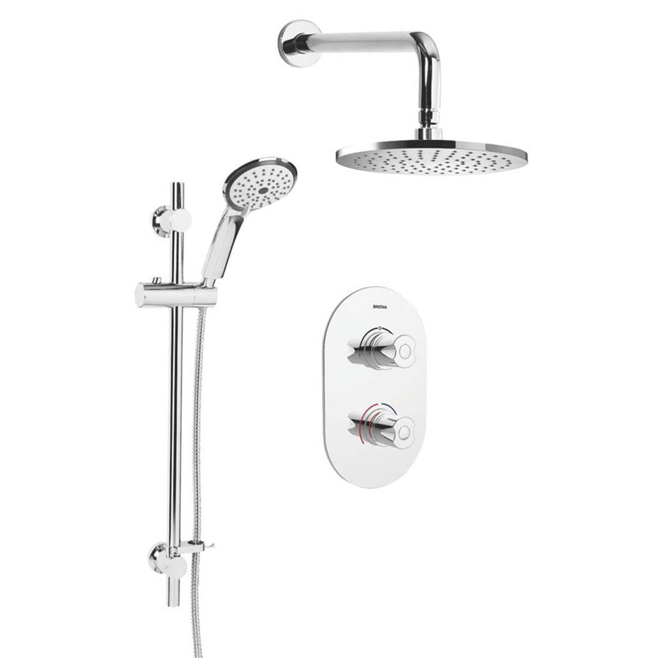 Bristan Mixer Shower Thermostatic Concealed Dual Outlet Chrome Round Riser Rail - Image 2