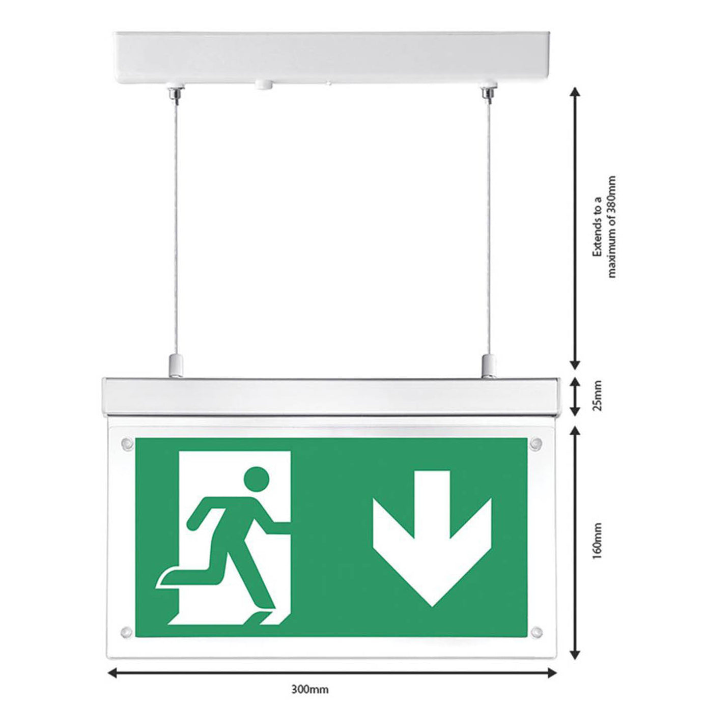 Brackenheath LED Exit Sign Ultra Slim Hanging Surface-Mounted 220mm x 300mm - Image 3