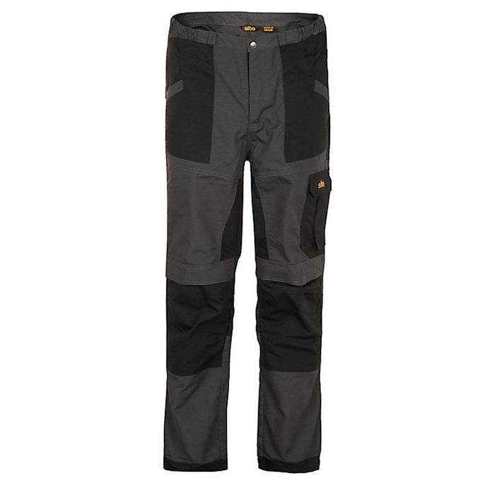 Site Work Trousers Mens Slim Fit Grey Black Multi Pocket Knee Pad W38" L32" - Image 1