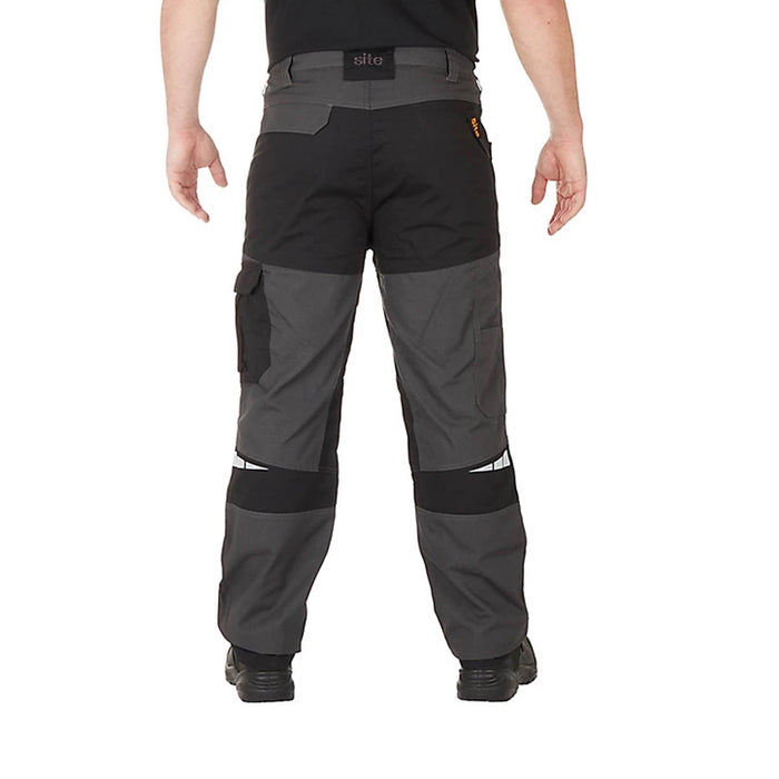 Site Work Trousers Mens Slim Fit Grey Black Multi Pocket Knee Pad W38" L32" - Image 3