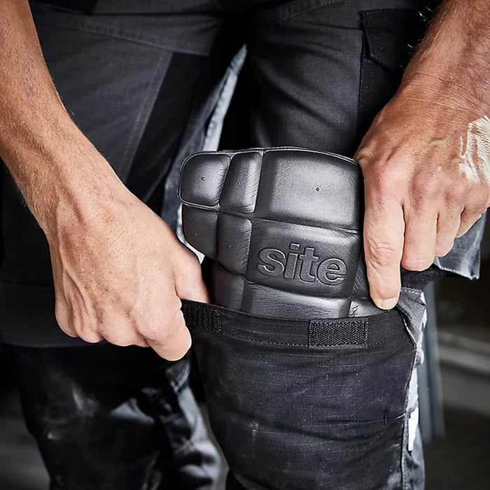 Site Work Trousers Mens Slim Fit Grey Black Multi Pocket Knee Pad W38" L32" - Image 4