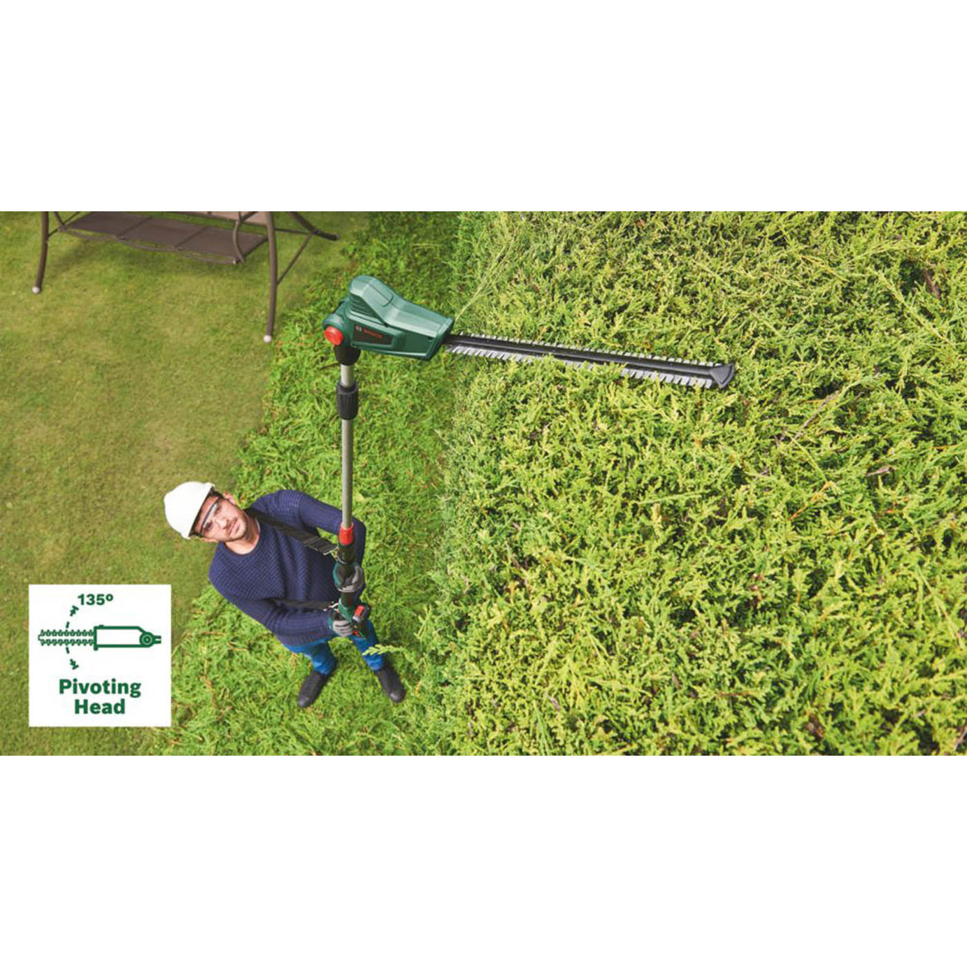 Bosch Hedge Pole Trimmer Cordless 18V Li-Ion Universal 43cm Telescopic Body Only - Image 4