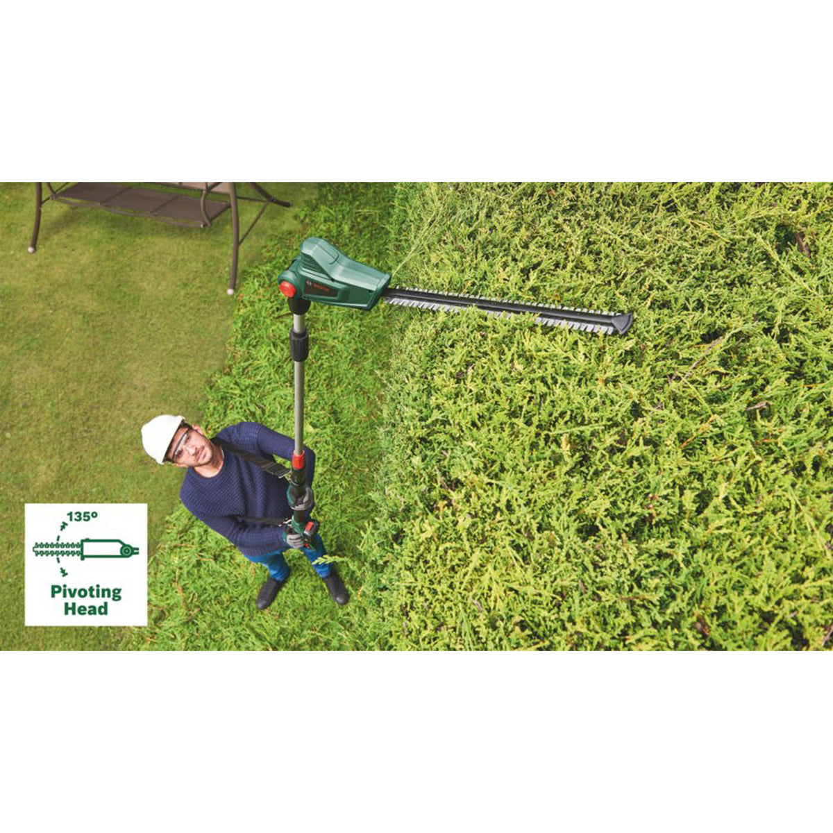 Bosch Hedge Pole Trimmer Cordless 18V Li-Ion Universal 43cm Telescopic Body Only - Image 4