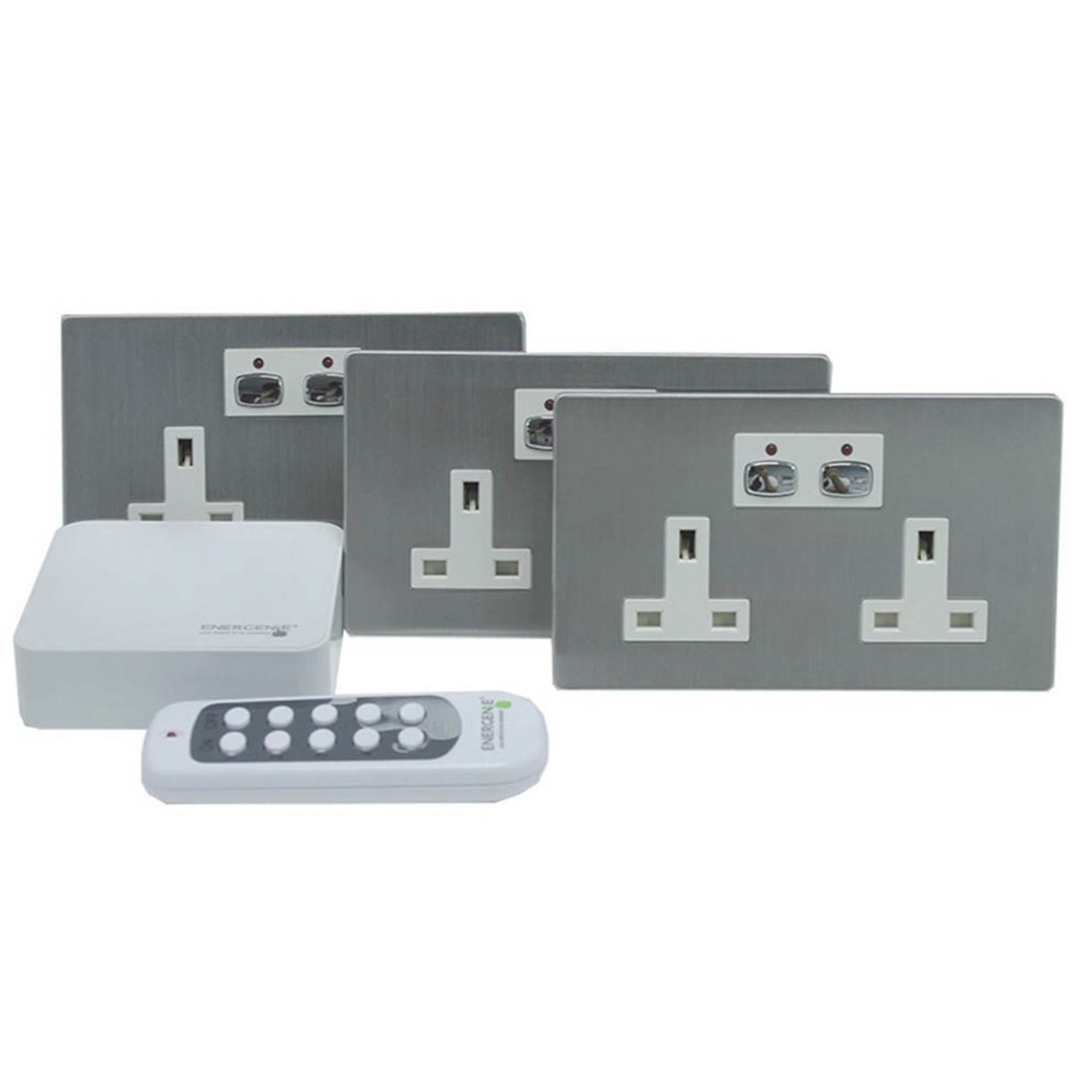 Energenie Wall Plug Socket 2 Gang Steel Connect To IFTTT Modern Pack Of 3 - Image 1