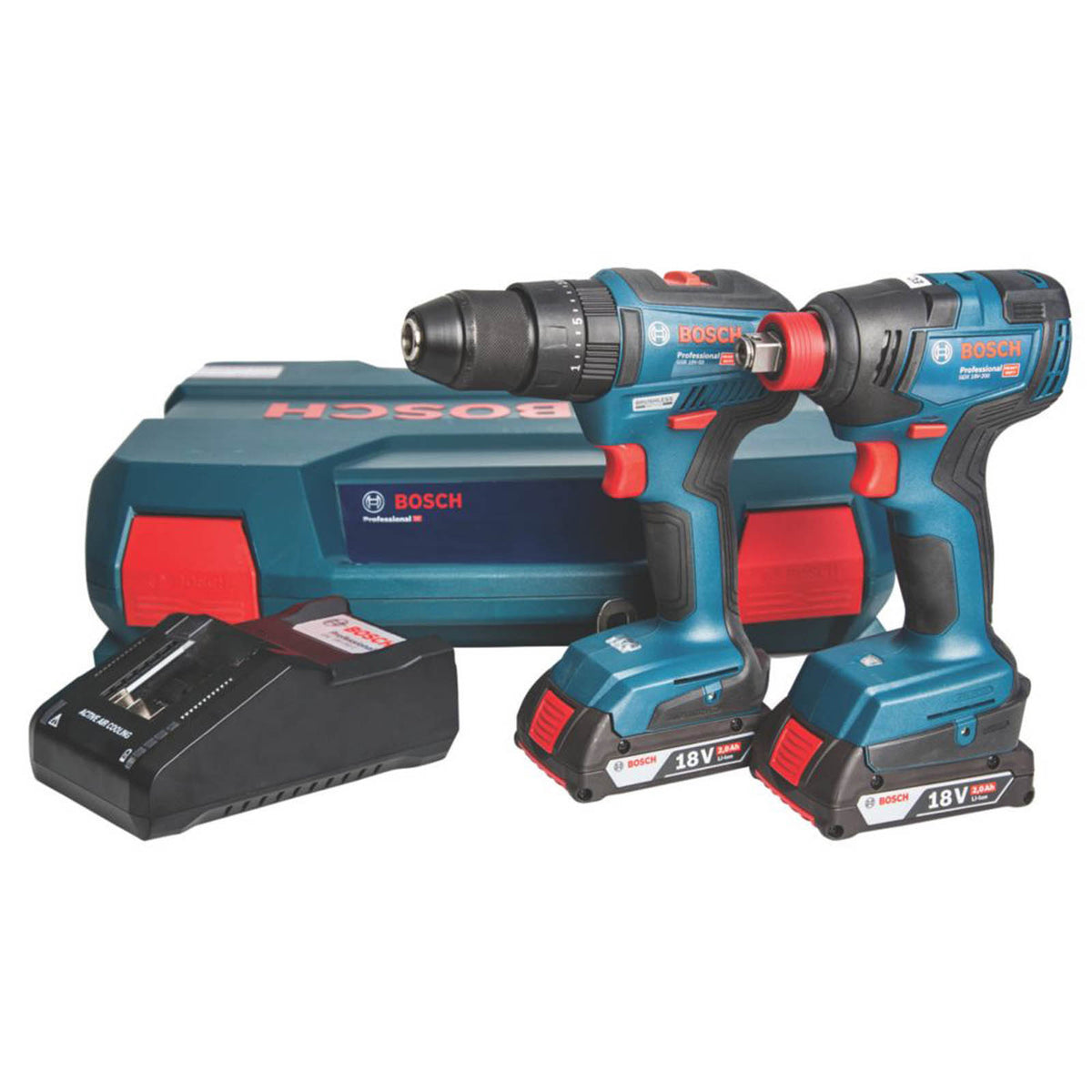 Bosch Combi Drill Impact Driver/Wrench Kit Cordless 18V 2x2.0Ah Li-Ion GSB18V-55 - Image 1