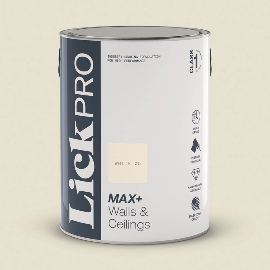 LickPro Emulsion Paint 5Ltr Wall Ceiling Matt White 05 Washable Durable - Image 1