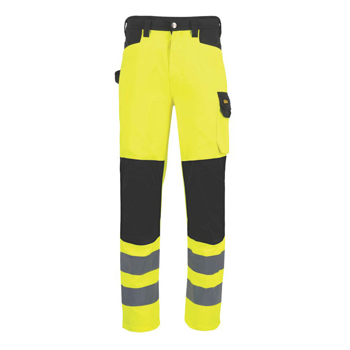 Site Mens Hi-Vis Trousers Yellow/Black Reflective Multi Pockets 32" W 32" L - Image 2