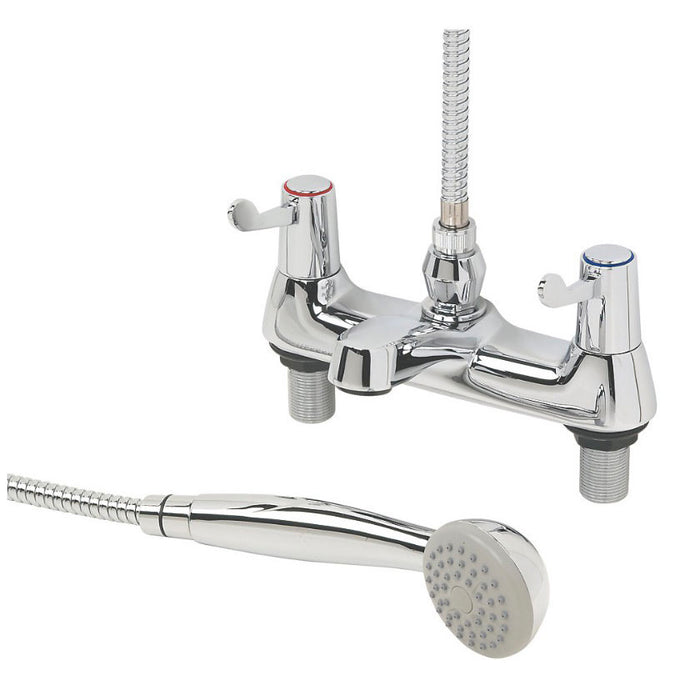 Bath Filler Tap Shower Mixer Chrome Dual Lever Hand Held Set Brass Bathroom - Image 1