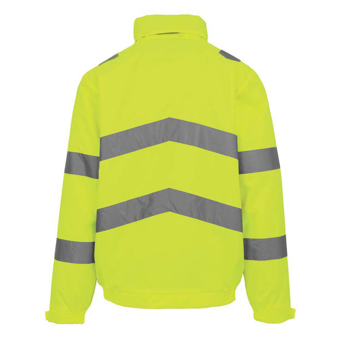 Hi-Vis Jacket Yellow Reflective Safety Mens Waterproof Zip Small 37.5" Chest - Image 2