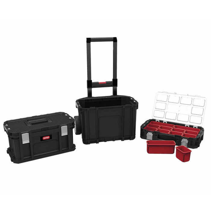 Tool Storage Box Modular Connect Trolley and Rolling System Black Wheeled 3in1 - Image 4