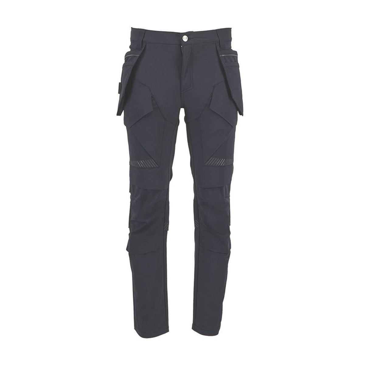 Site Work Trousers Mens Slim Fit Black Stretch Breathable Multi Pockets 34W 34L - Image 1