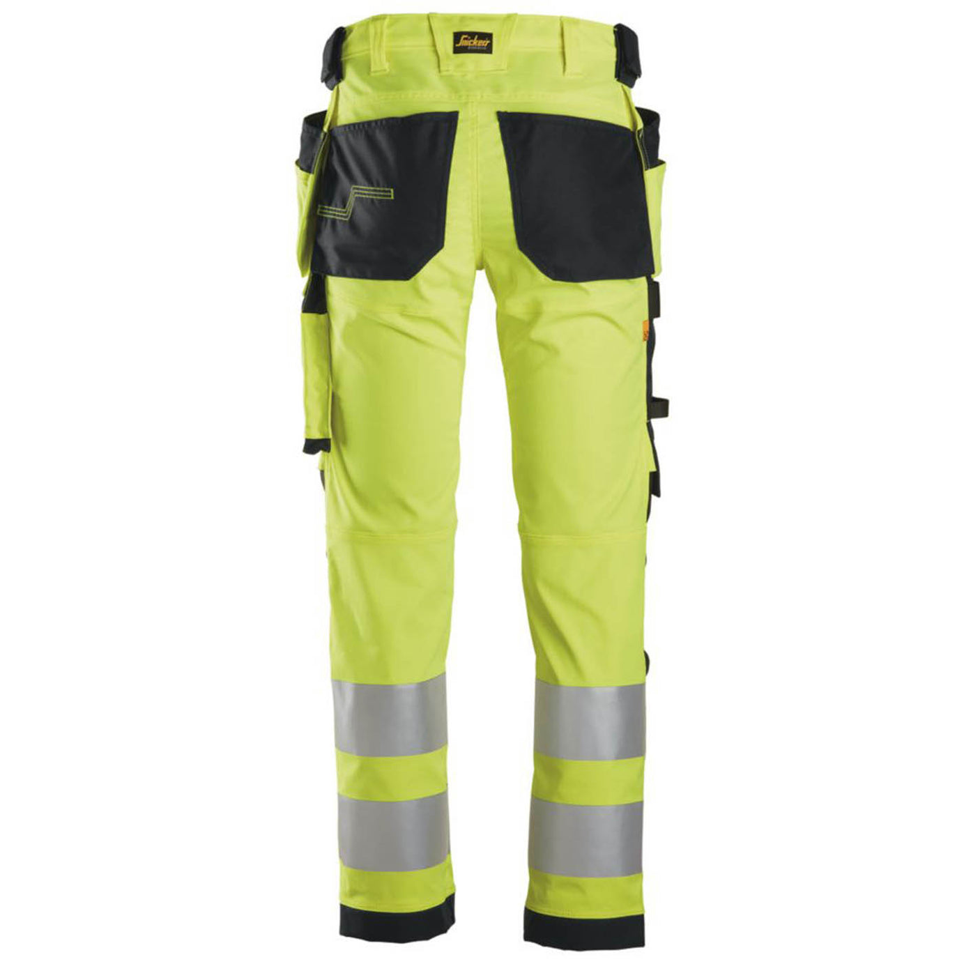 Snickers Hi-Vis Work Trousers Mens Slim Fit Slim Fit Yellow Reflective 33W 32L - Image 4
