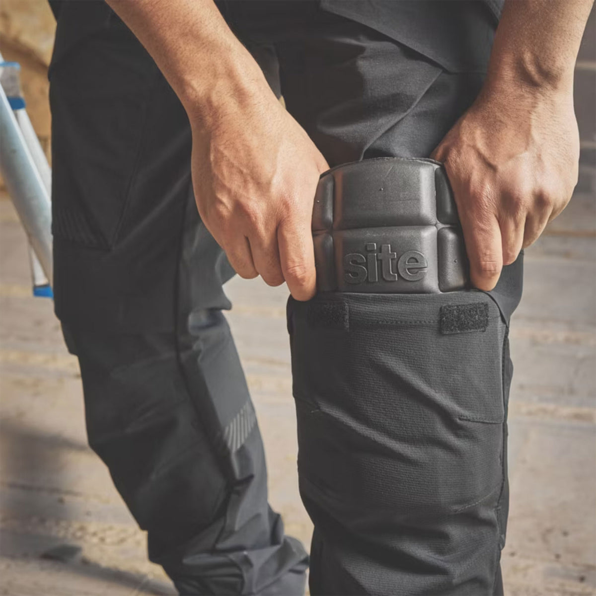 Site Work Trousers Mens Slim Fit Black Stretch Breathable Multi Pockets 36W 34L - Image 4