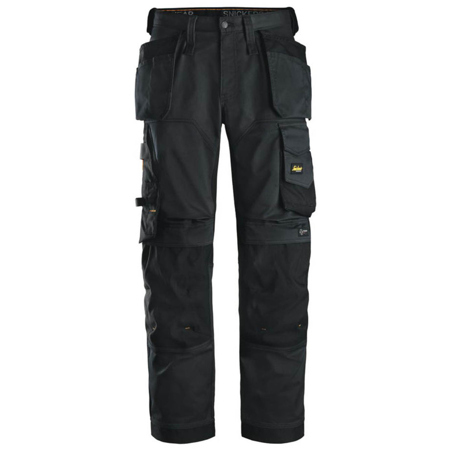 Snickers Mens Work Trousers 6251 Stretch Black Relaxed Multi Pockets 33" W 32" L - Image 1