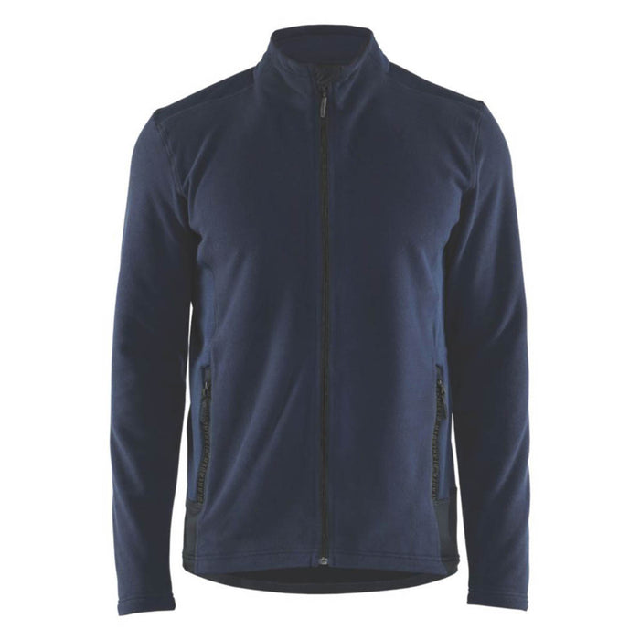 Mens Microfleece Jacket Navy Slim Fit Pockets Zipped Breathable XLarge 43" Chest - Image 1