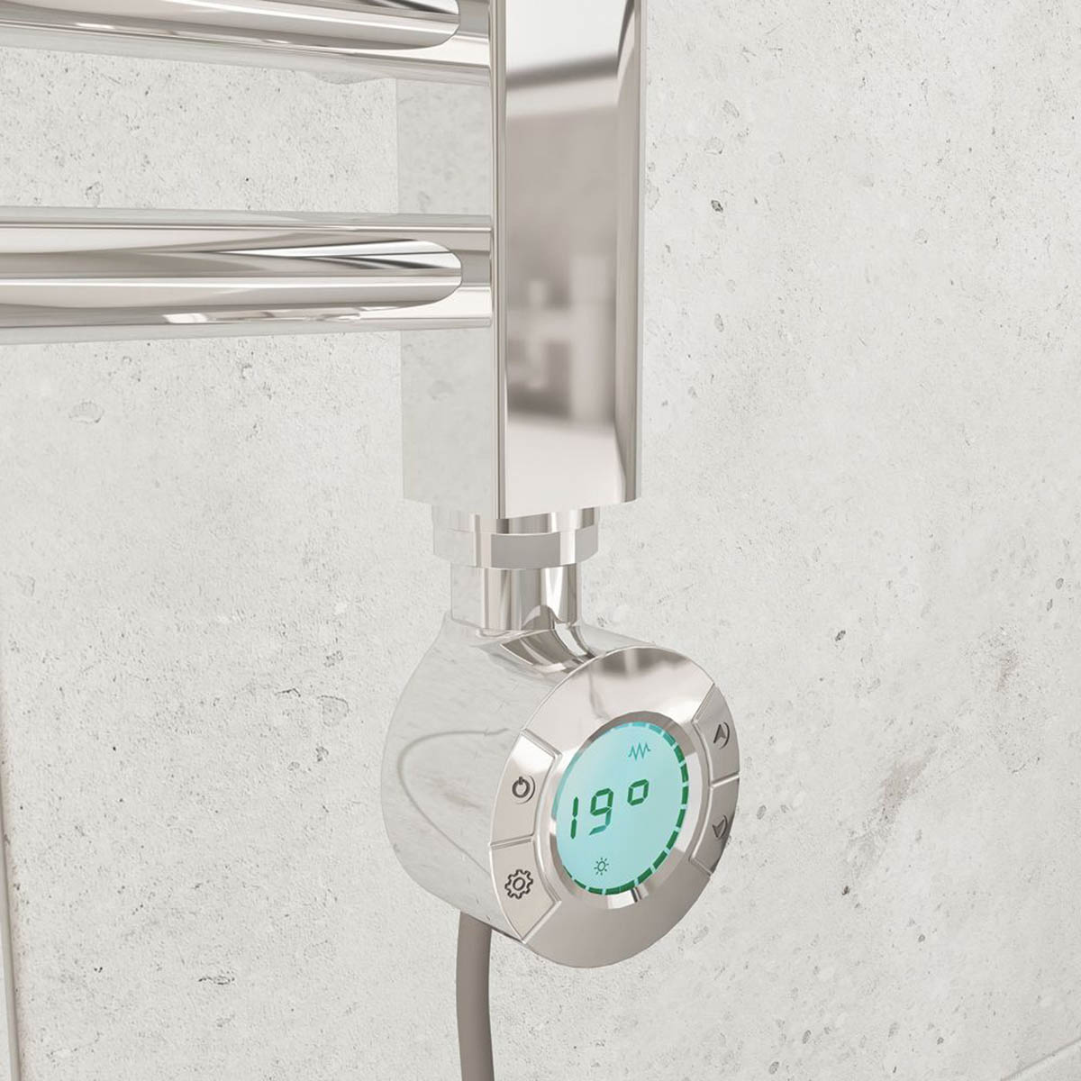 Flomasta Towel Radiator Electric Chrome Gloss Curved 1200mm x 500mm 1024BTU - Image 3