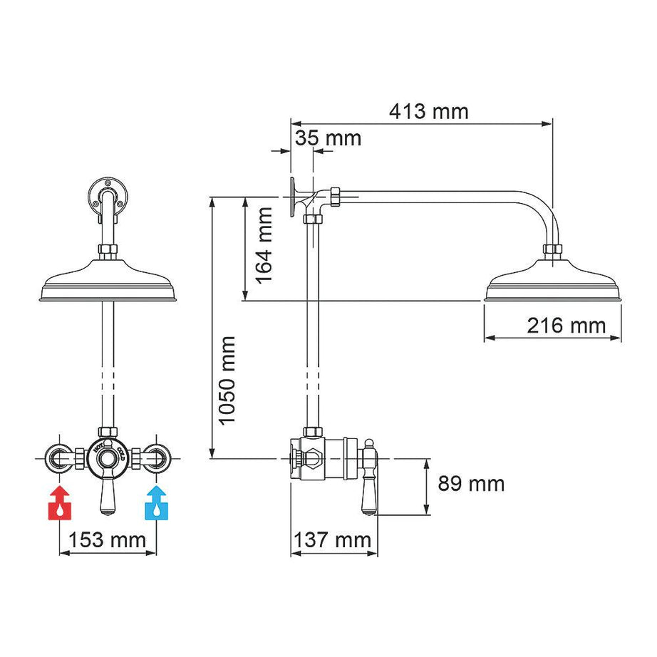 Mira Realm ER Rear-Fed Exposed Chrome Thermostatic Shower - Image 2