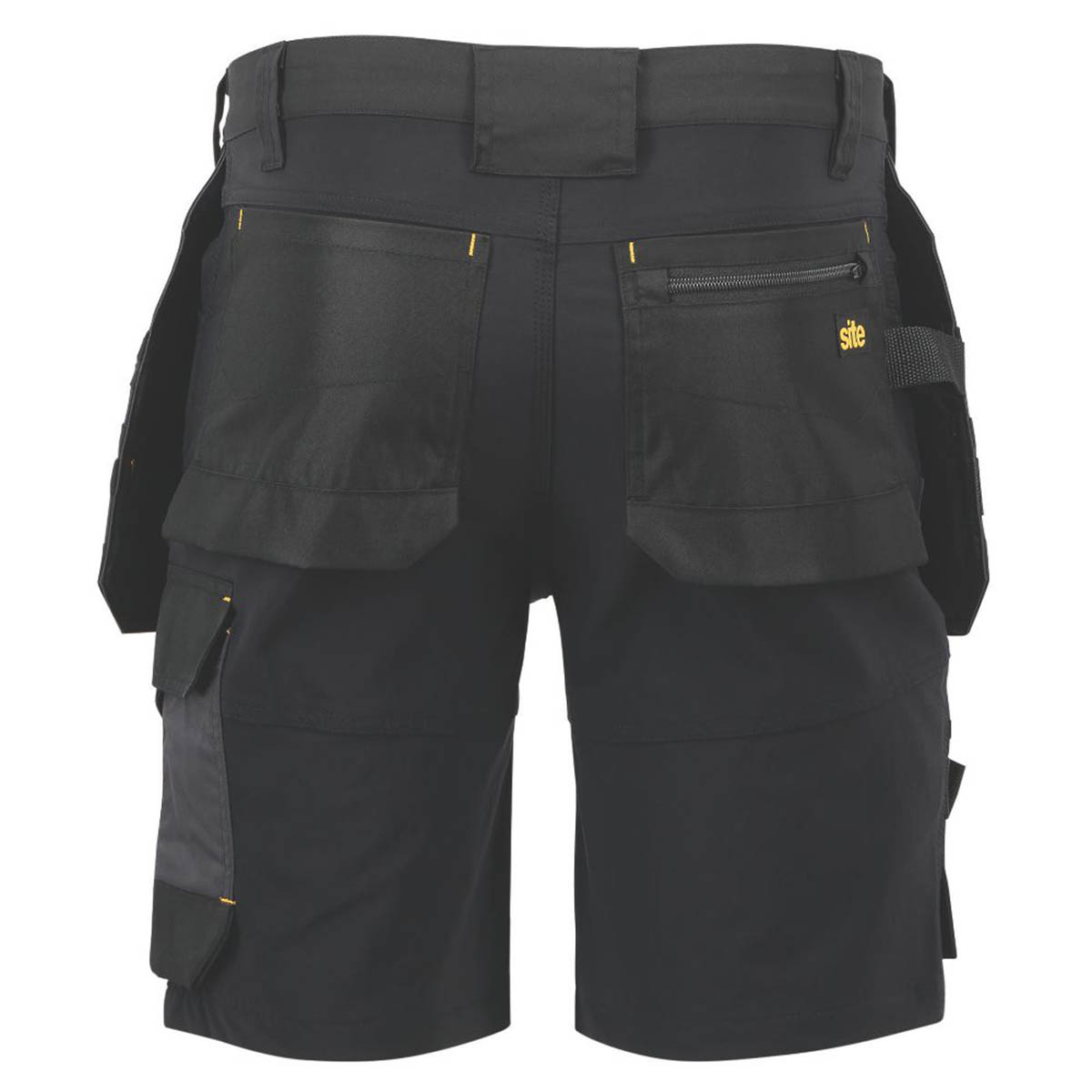 Site Mens Work Shorts Brochman Black Grey Stretch Holster Pockets Slim Fit 38" W - Image 3