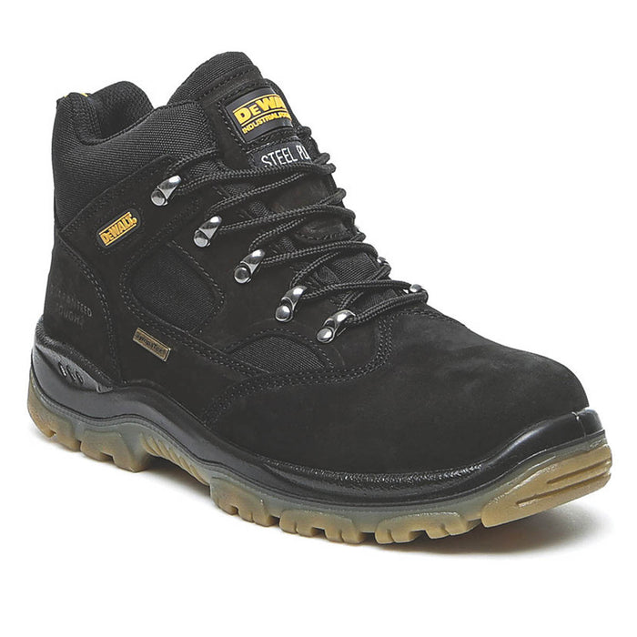 DeWalt Safety Boots Mens Wide Fit Black Leather Waterproof Steel Toe Size 10 - Image 1