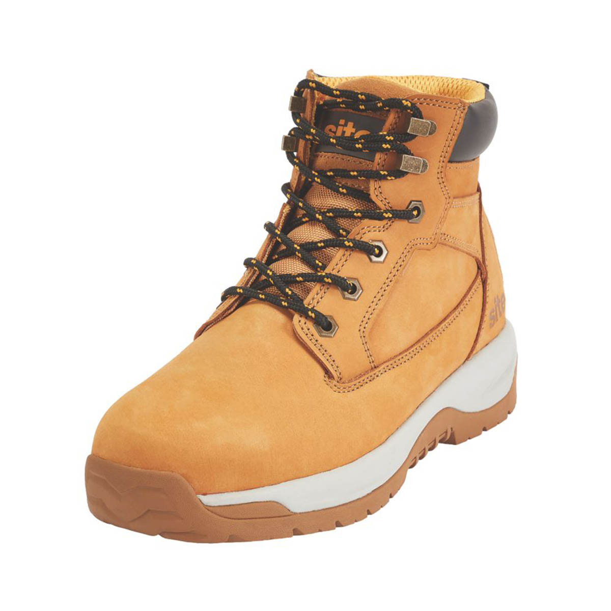Site Mens Safety Boots Tan Yellow Steel Toe Comfort Ankle Lace Up Size 9 - Image 1