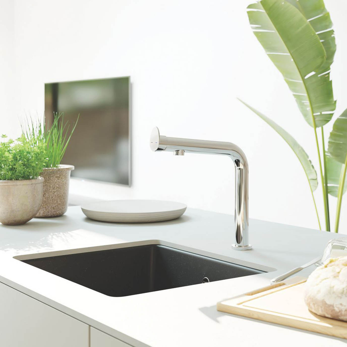 Cascabel Mono Mixer Tap Chrome Single Lever Control Modern (H)218 mm - Image 6