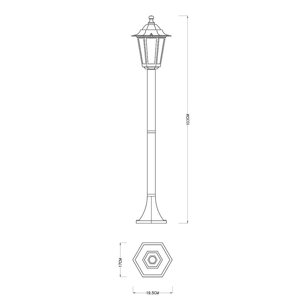 Post Light Outdoor Garden Lantern 1030mm Black Traditional Design 240V 60W - Image 3