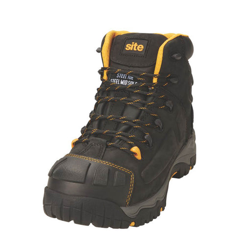 Site Safety Boots Mens Standard Fit Waterproof Black Leather Steel Toe Size 14 - Image 1