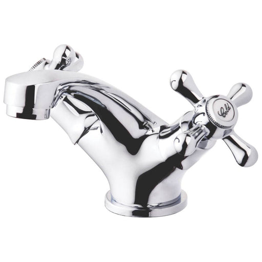 Swirl Basin Mono Mixer Tap Clicker Waste Cross Head Chrome Traditional Design - Image 1